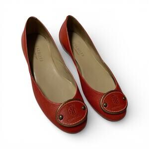 Talbots Leather Trophy Women’s Round Toe Ballet‎ Flats Red 6B